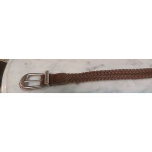 Women's Faux Leather Braided Belt Brown About 36" x 0.75"